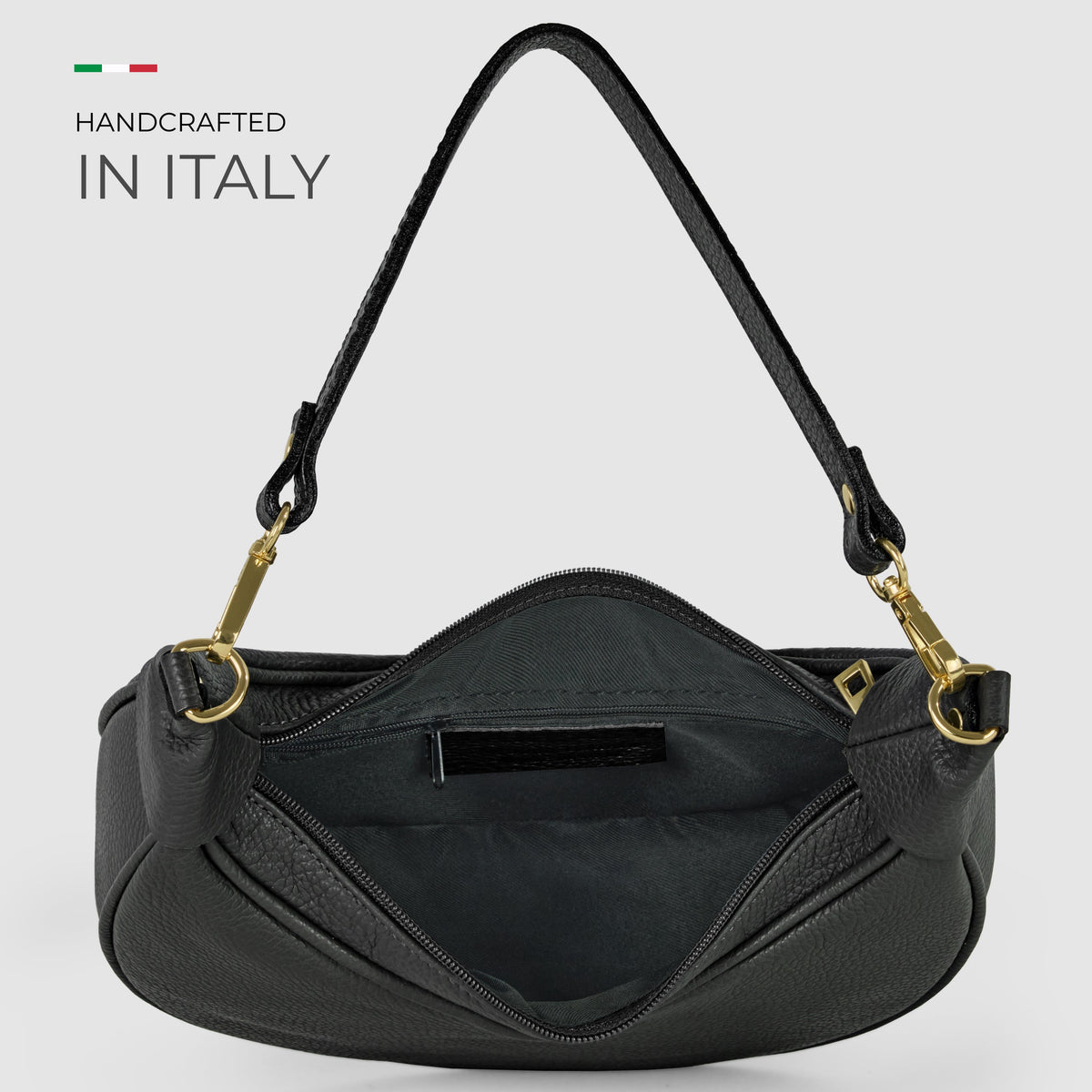 Verona Italian Leather Crescent Shoulder Bag