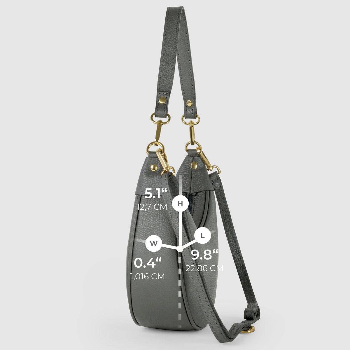 Verona Italian Leather Crescent Shoulder Bag