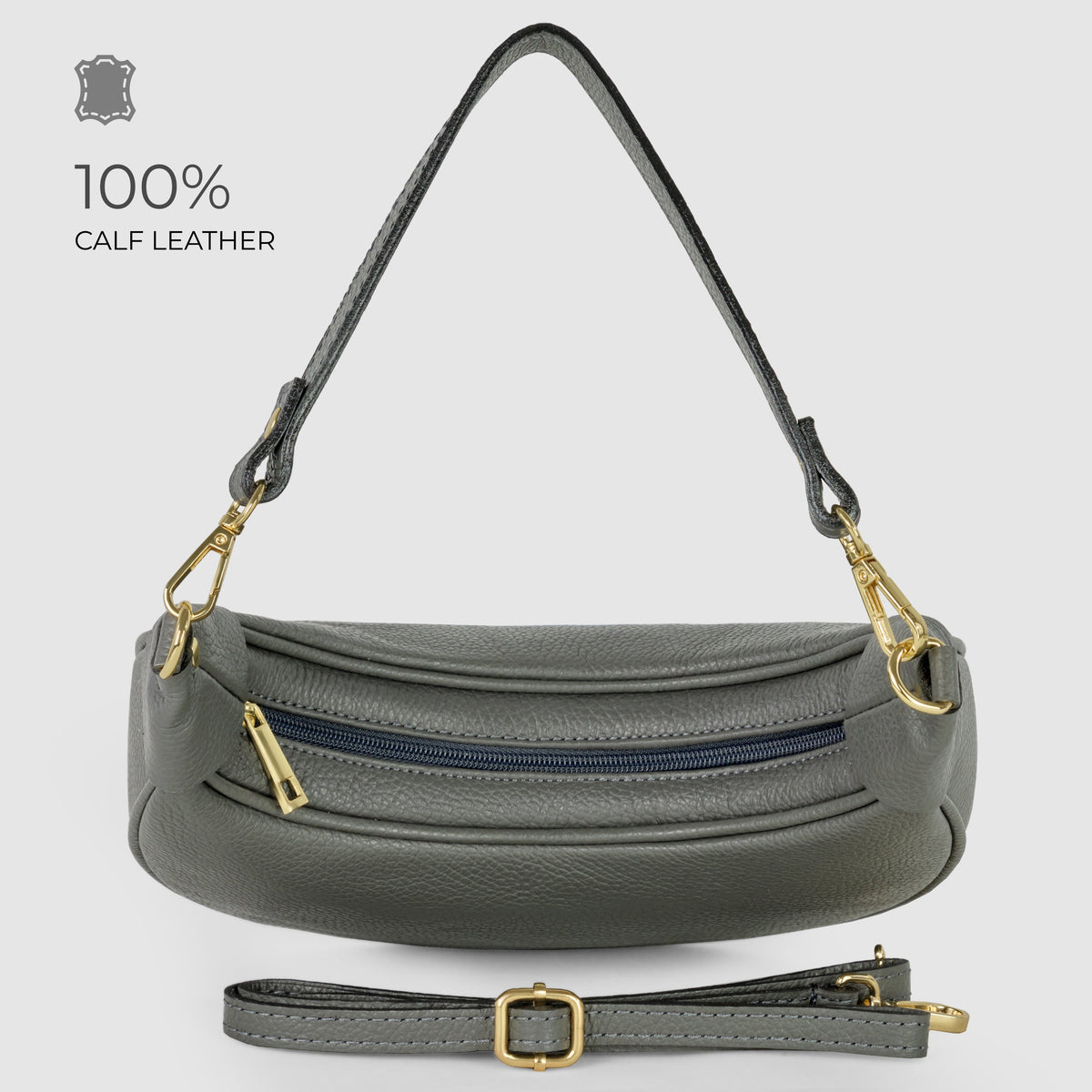 Verona Italian Leather Crescent Shoulder Bag