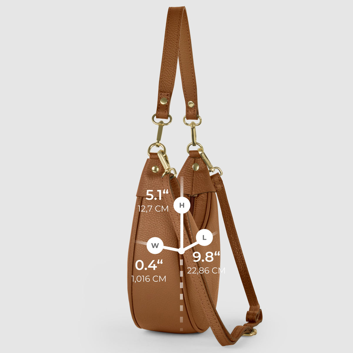 Verona Italian Leather Crescent Shoulder Bag