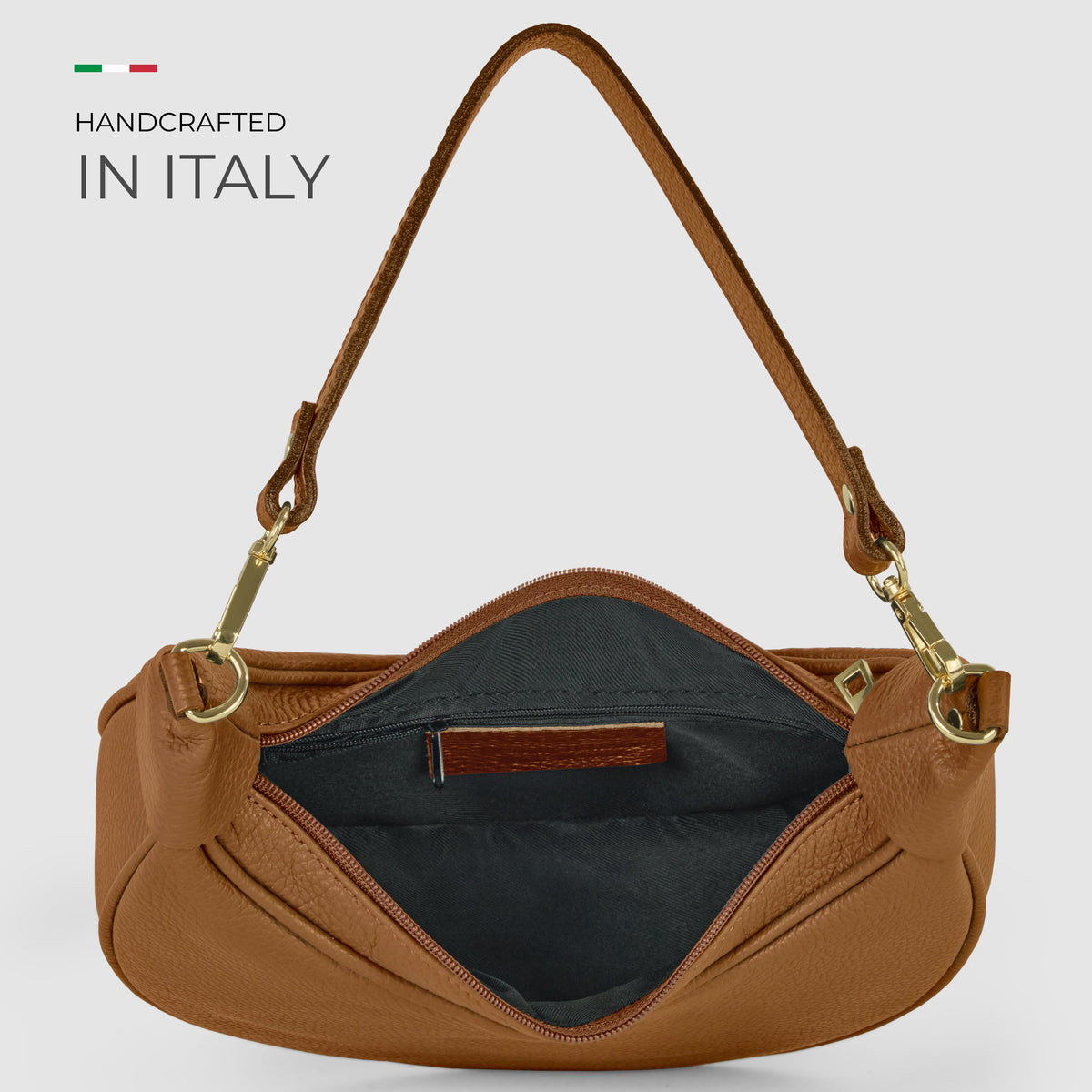Verona Italian Leather Crescent Shoulder Bag
