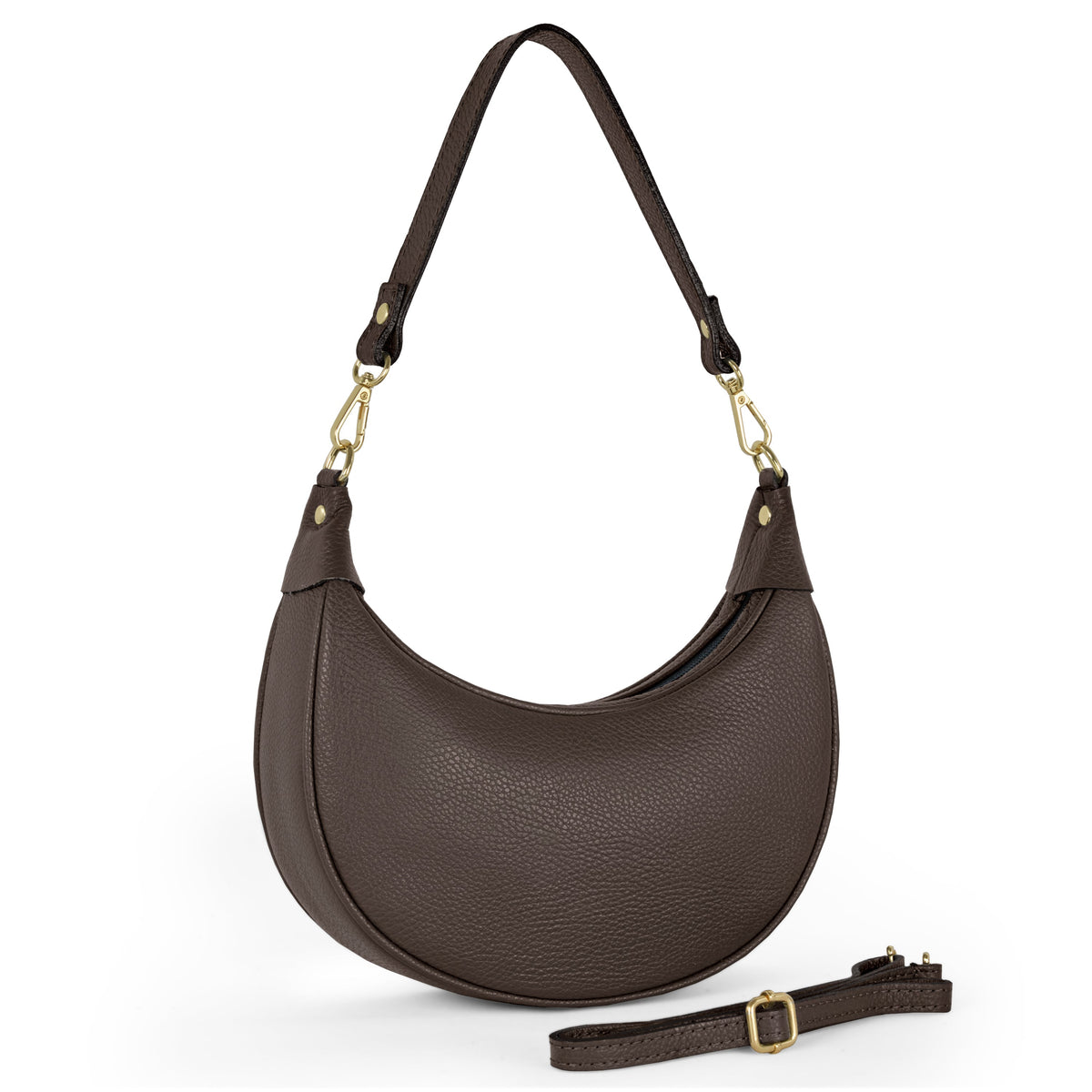 Verona Italian Leather Crescent Shoulder Bag
