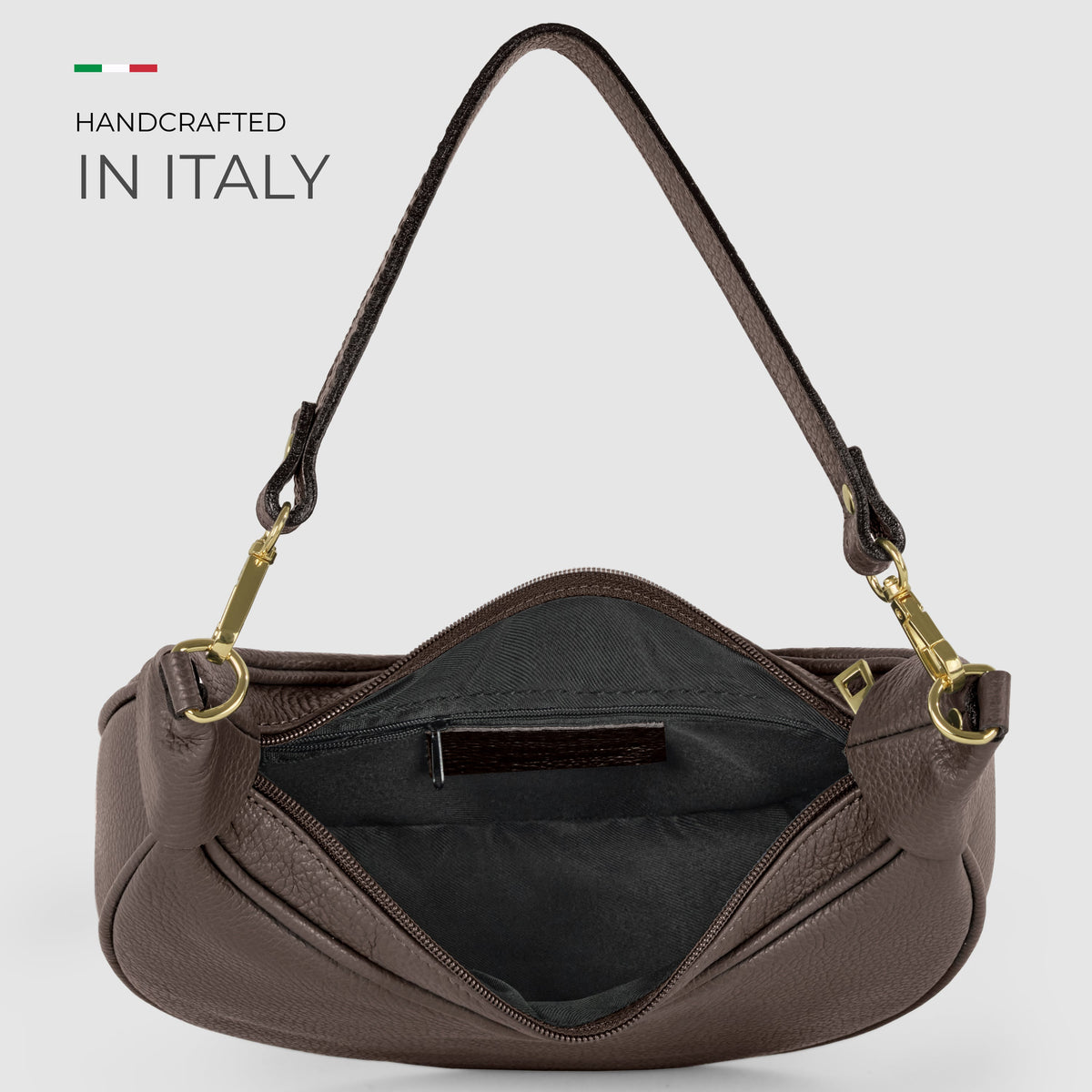 Verona Italian Leather Crescent Shoulder Bag