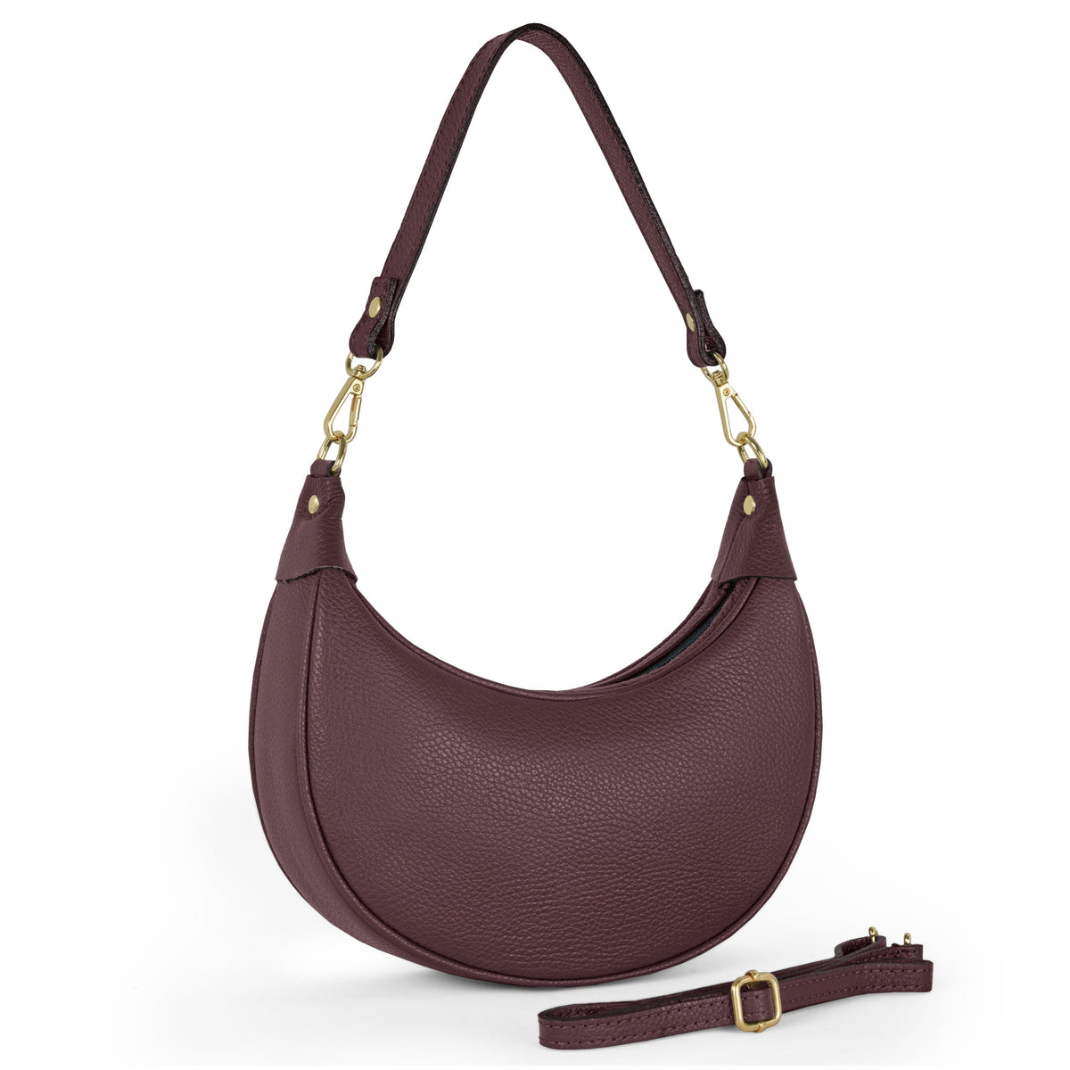 Verona Italian Leather Crescent Shoulder Bag