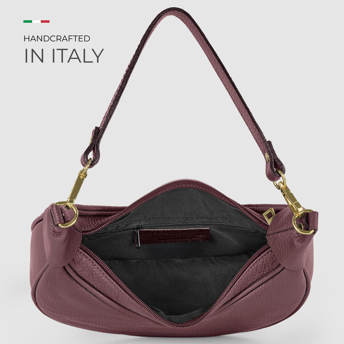 Verona Italian Leather Crescent Shoulder Bag
