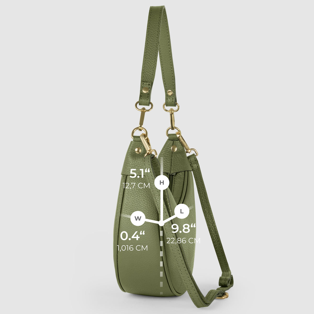 Verona Italian Leather Crescent Shoulder Bag