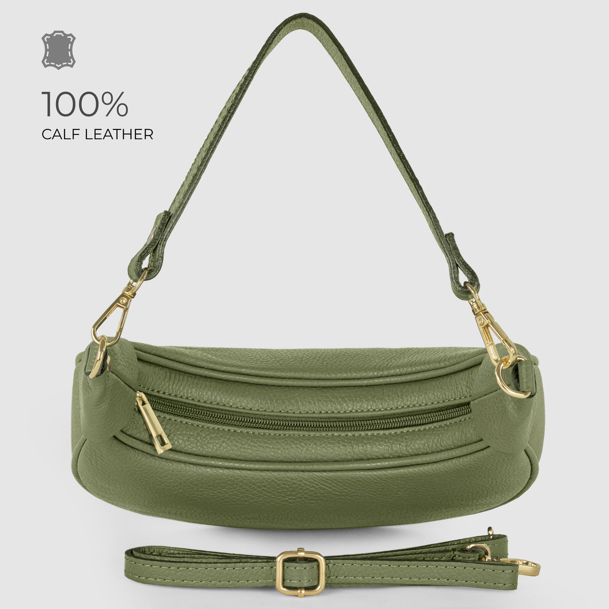 Verona Italian Leather Crescent Shoulder Bag