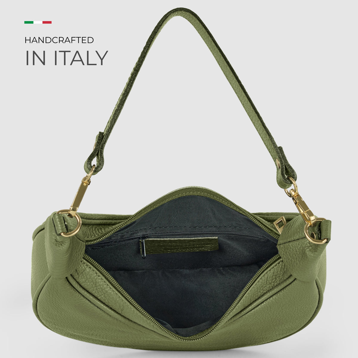 Verona Italian Leather Crescent Shoulder Bag