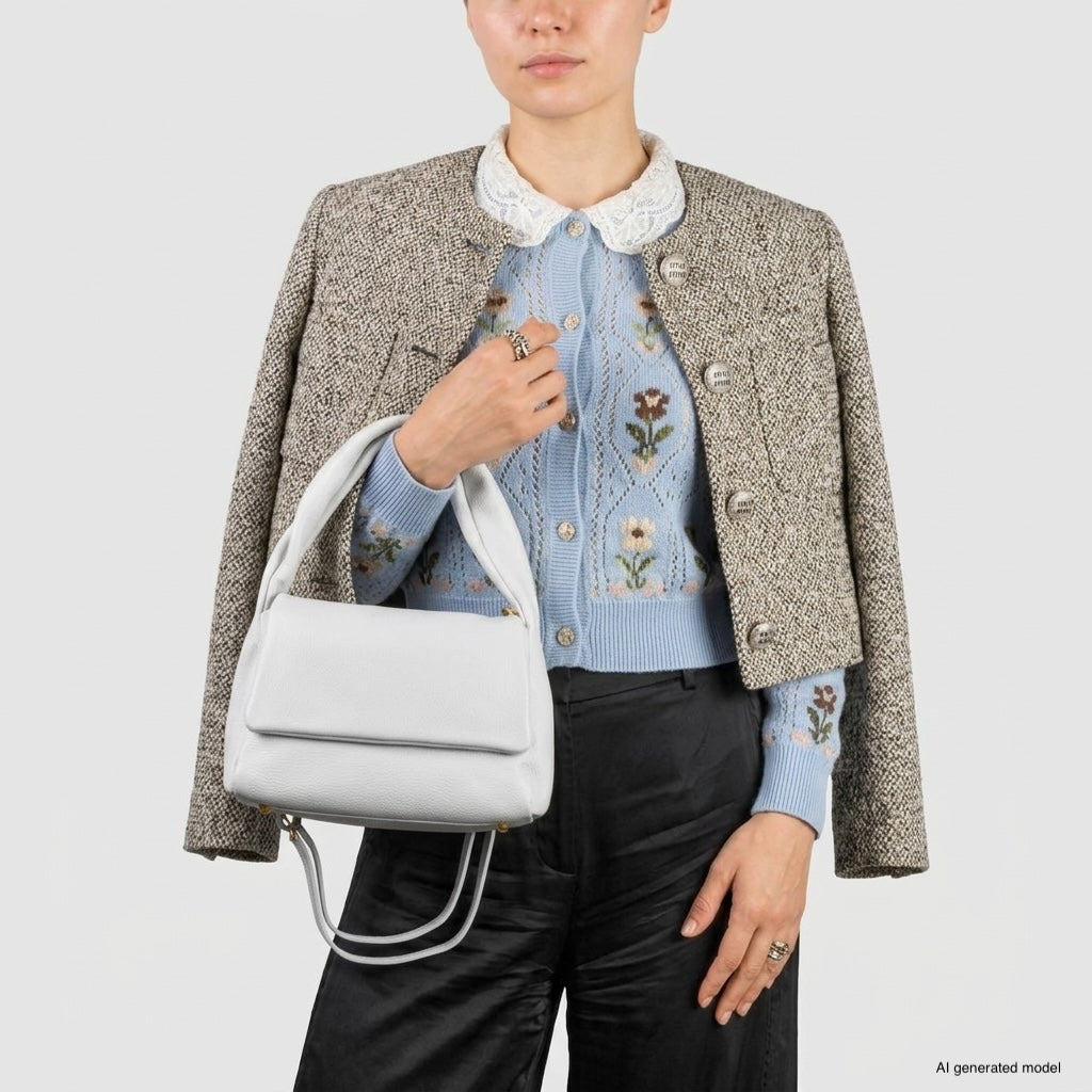 Perugia Italian Leather Bag with Twisted Handle