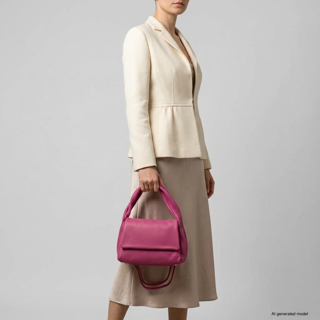 Perugia Italian Leather Bag with Twisted Handle