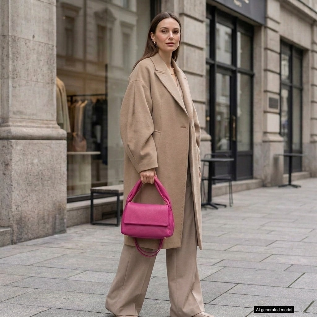 Perugia Italian Leather Bag with Twisted Handle