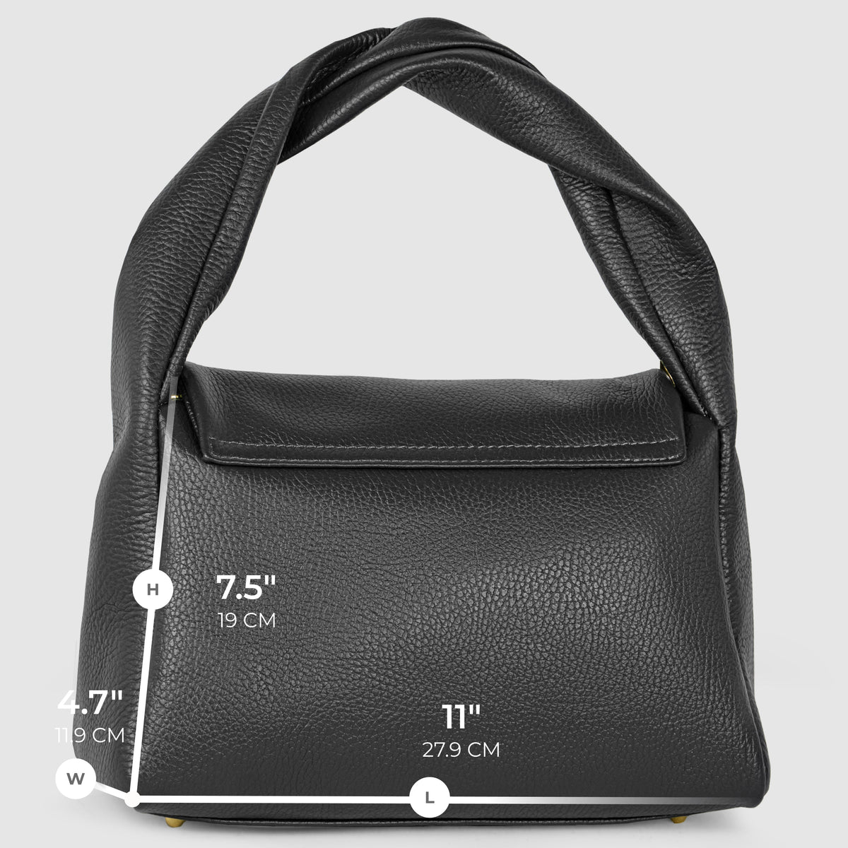 Perugia Italian Leather Bag with Twisted Handle