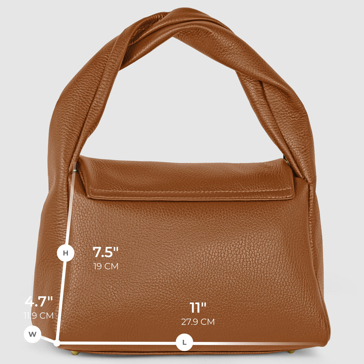 Perugia Italian Leather Bag with Twisted Handle
