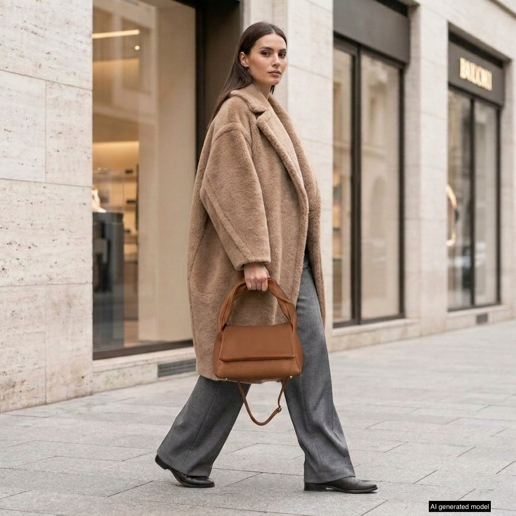 Perugia Italian Leather Bag with Twisted Handle