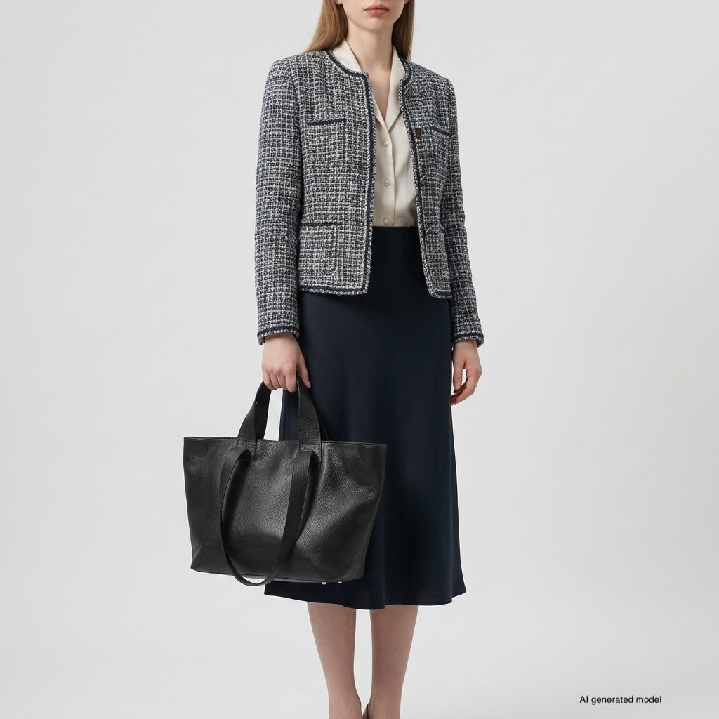 Torino Italian Leather Tote with Zip Top