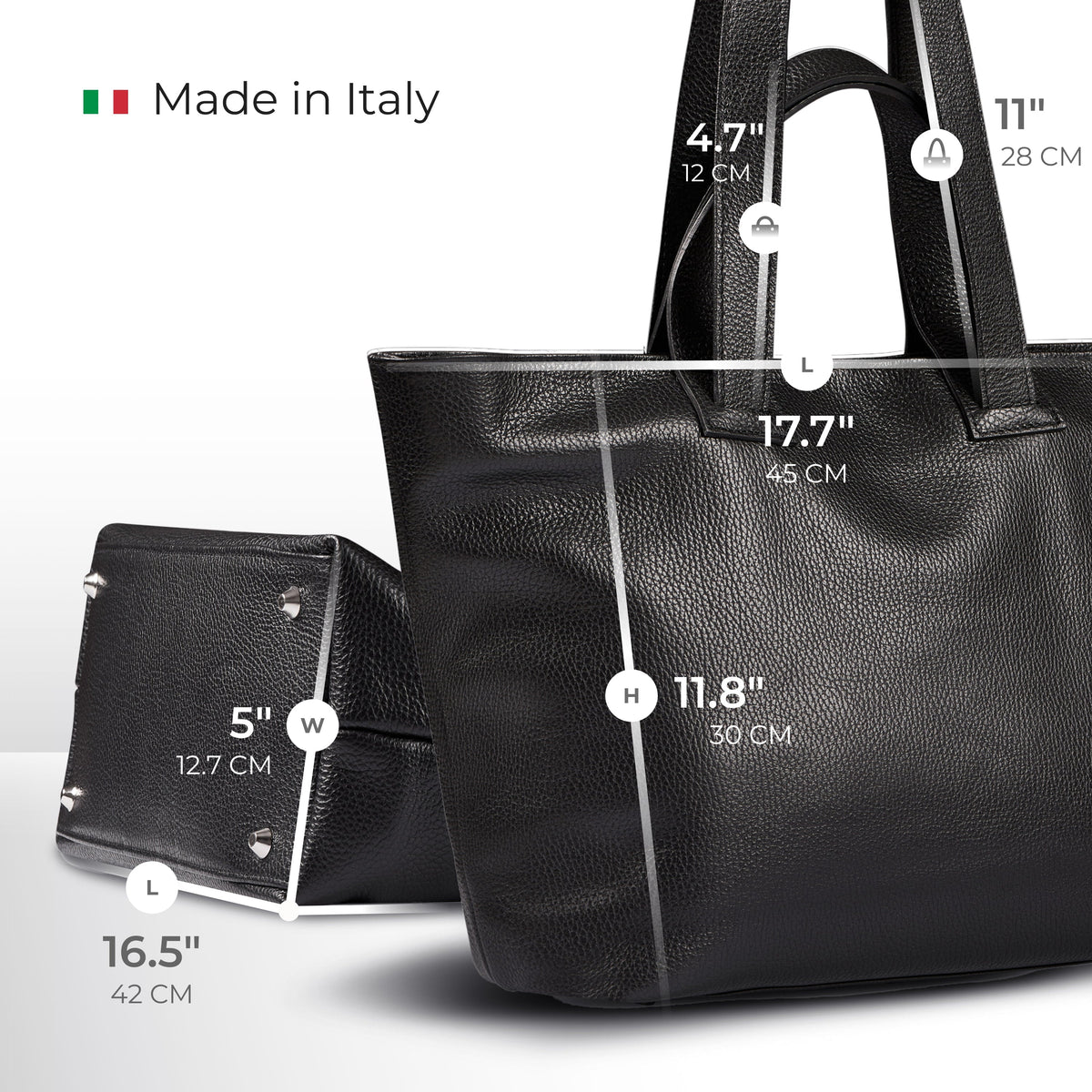 Torino Italian Leather Tote with Zip Top