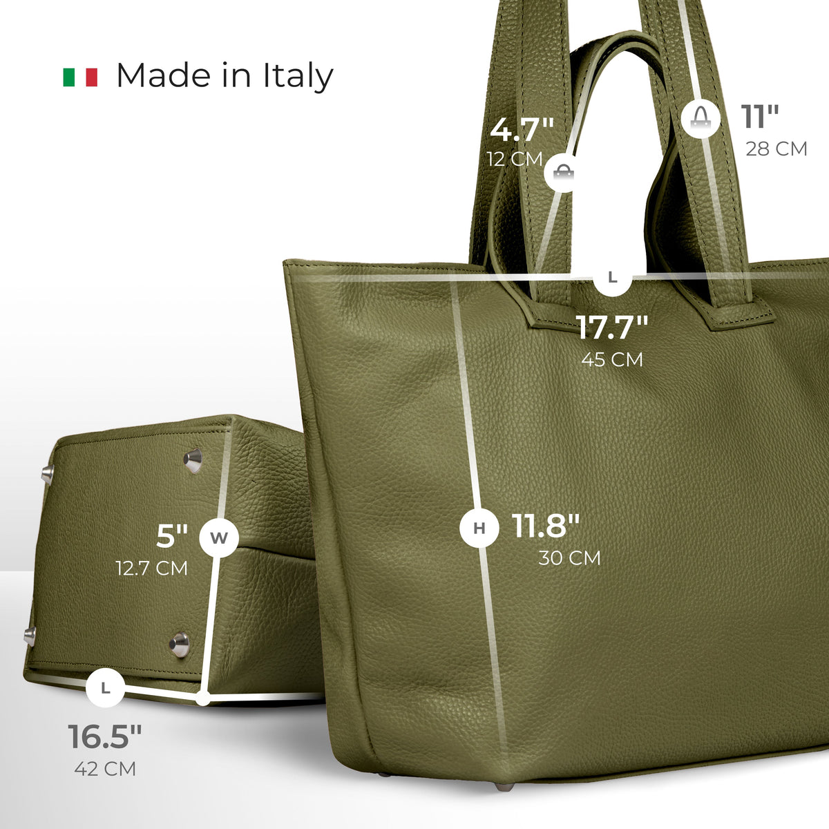 Torino Italian Leather Tote with Zip Top