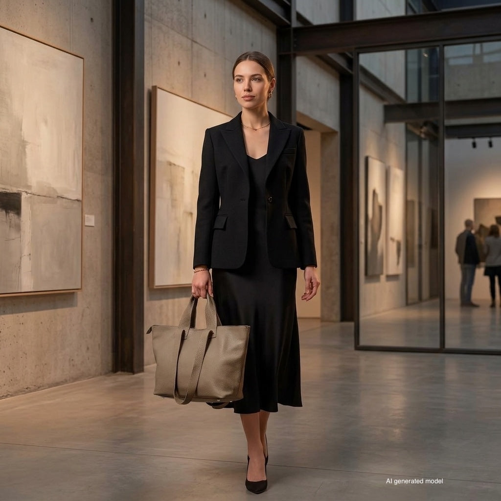 Torino Italian Leather Tote with Zip Top