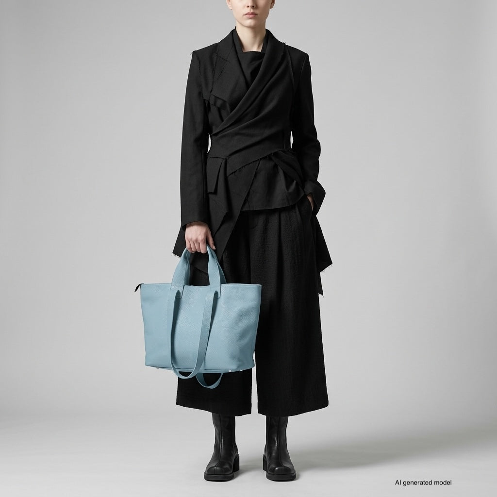 Torino Italian Leather Tote with Zip Top