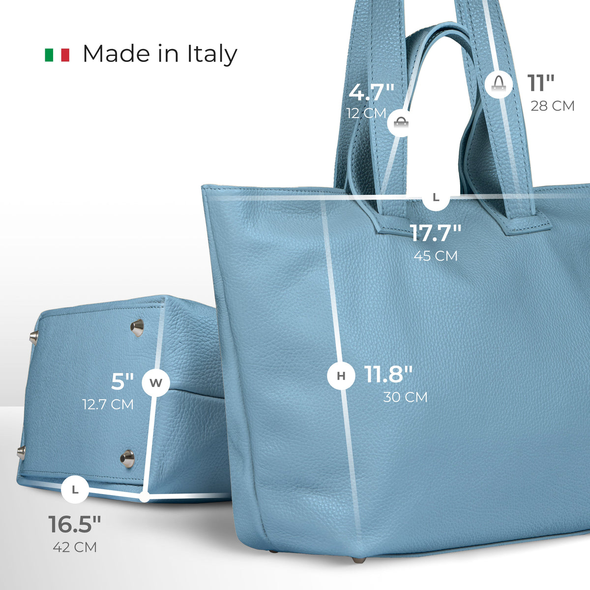 Torino Italian Leather Tote with Zip Top