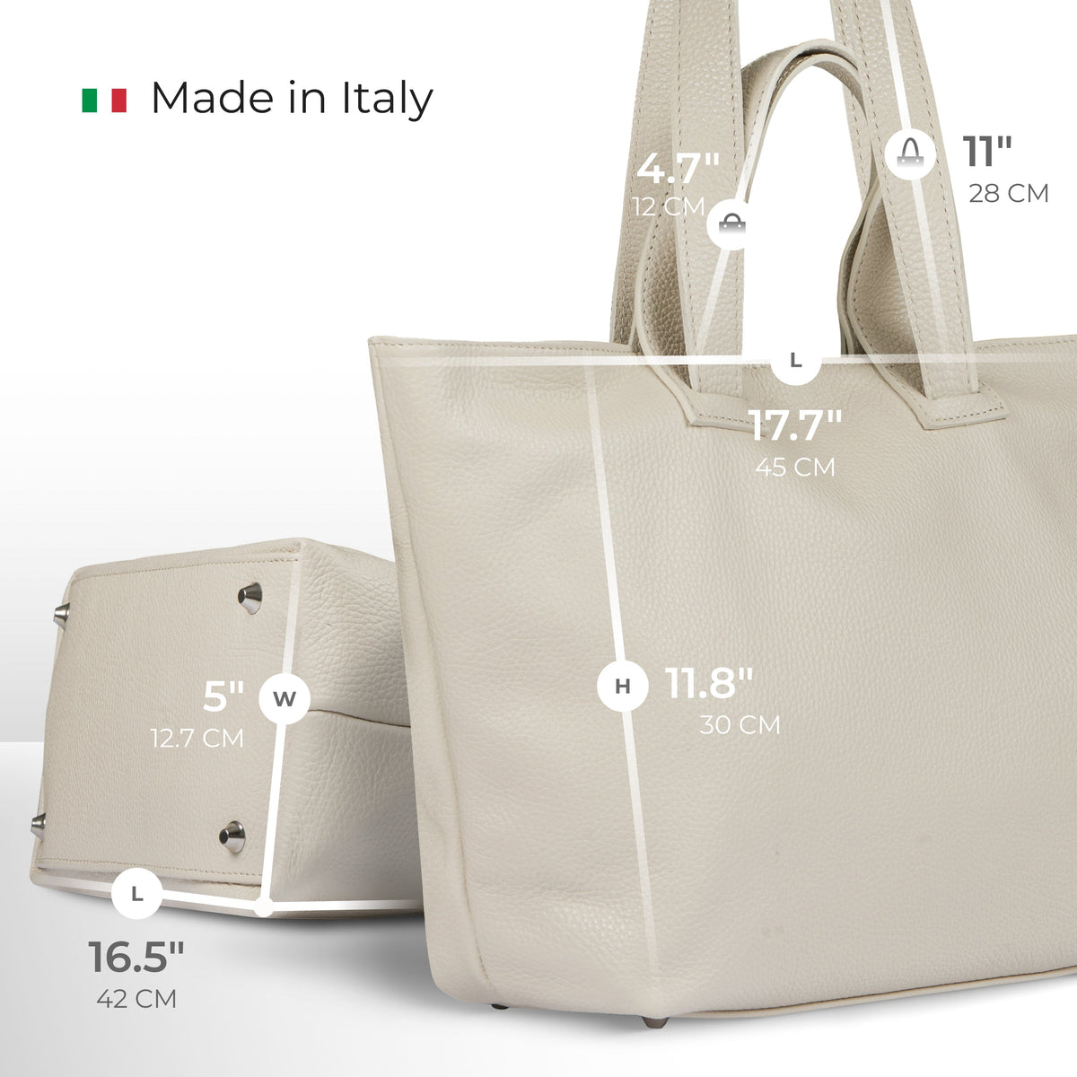 Torino Italian Leather Tote with Zip Top