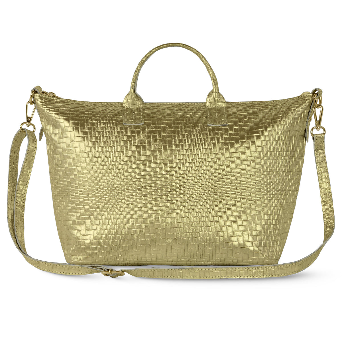 Treviso Italian Metallic Suede Top-Handle Bag
