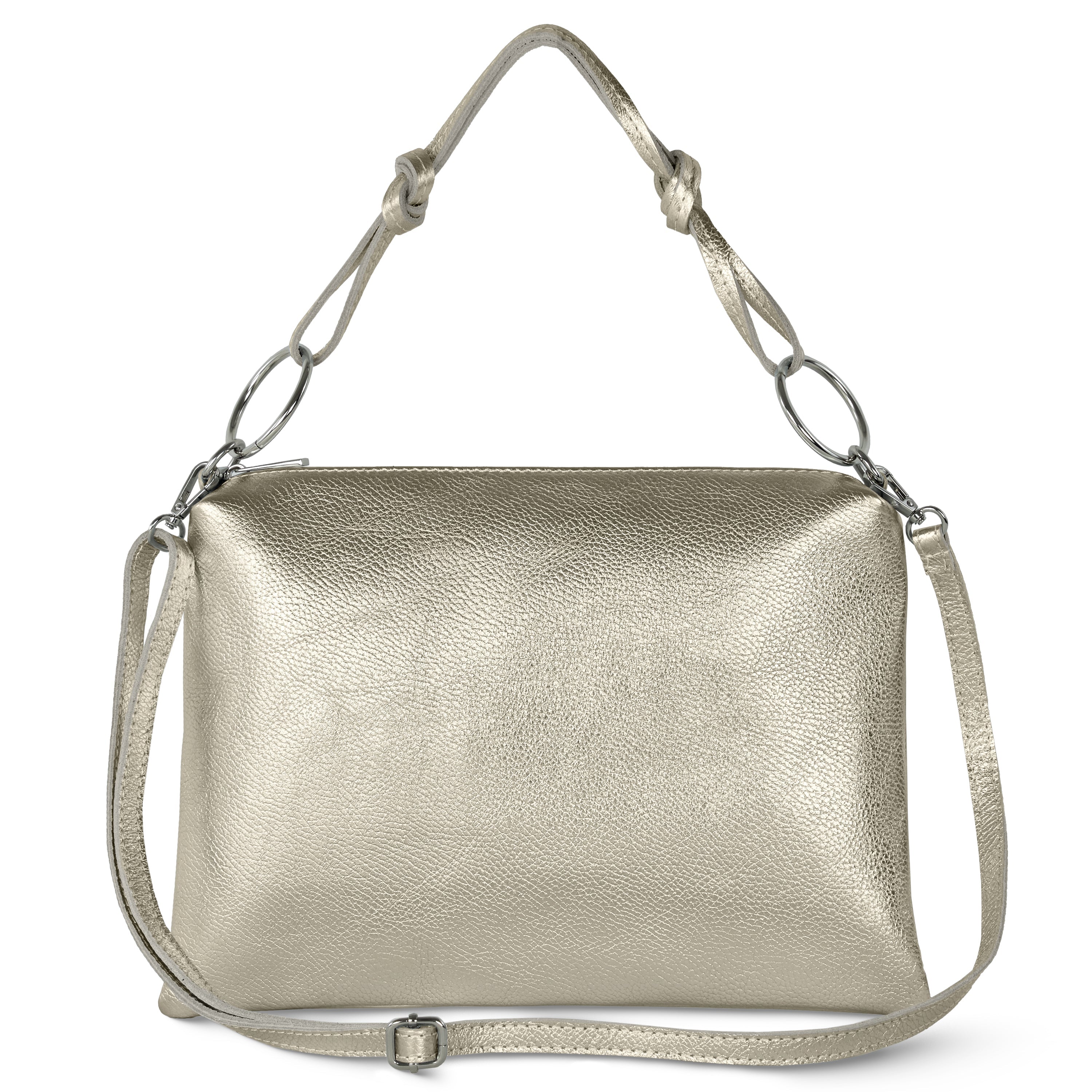 Prato Italian Metallic Leather Shoulder Bag