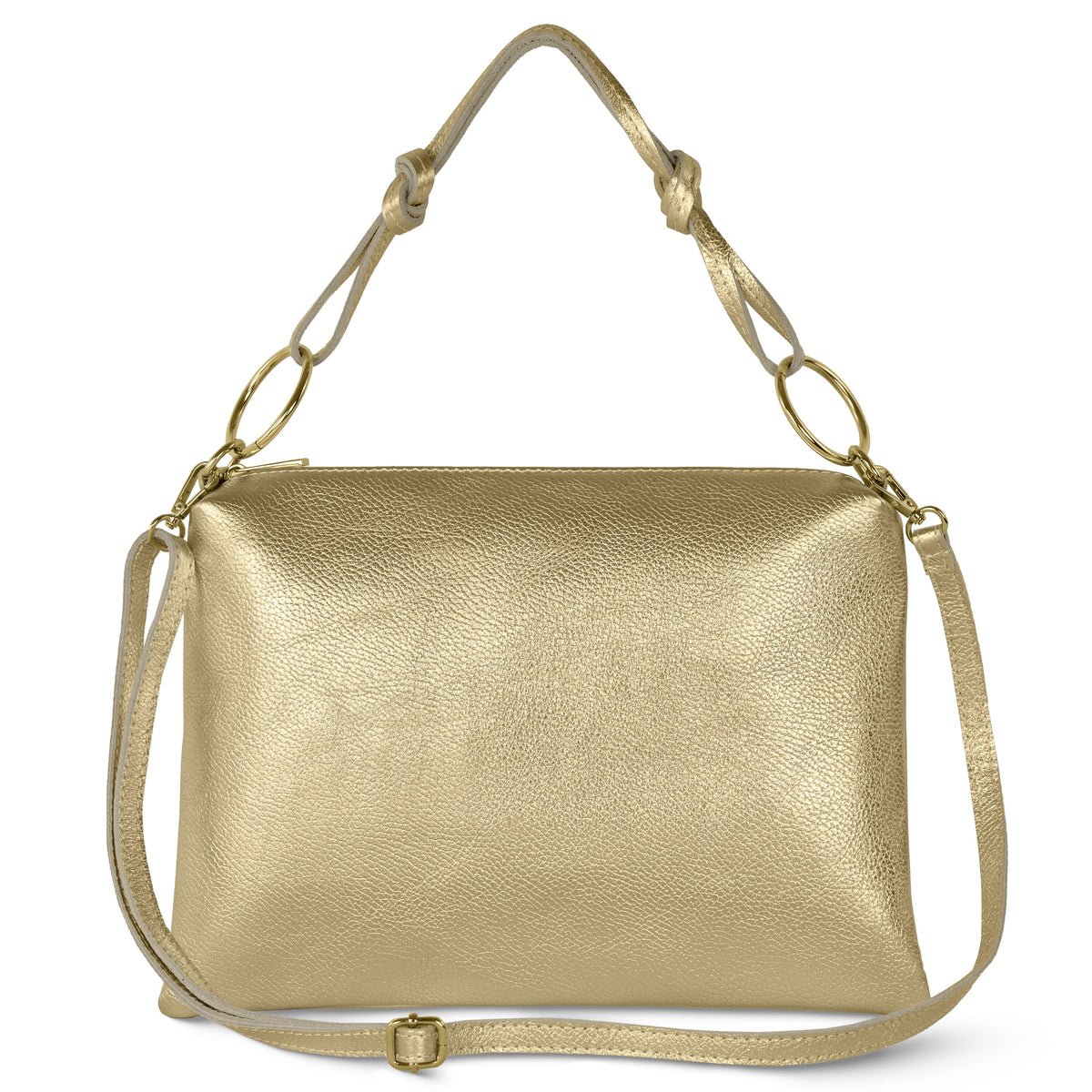 Prato Italian Metallic Leather Shoulder Bag