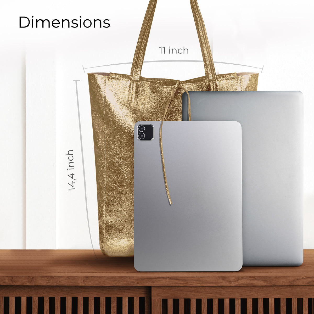 Pisa Italian Metallic Suede Tote Bag