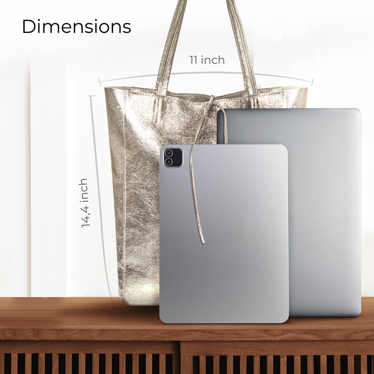 Pisa Italian Metallic Suede Tote Bag