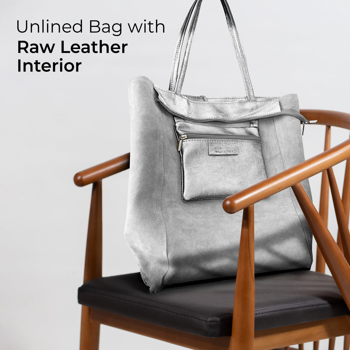Pisa Italian Metallic Suede Tote Bag