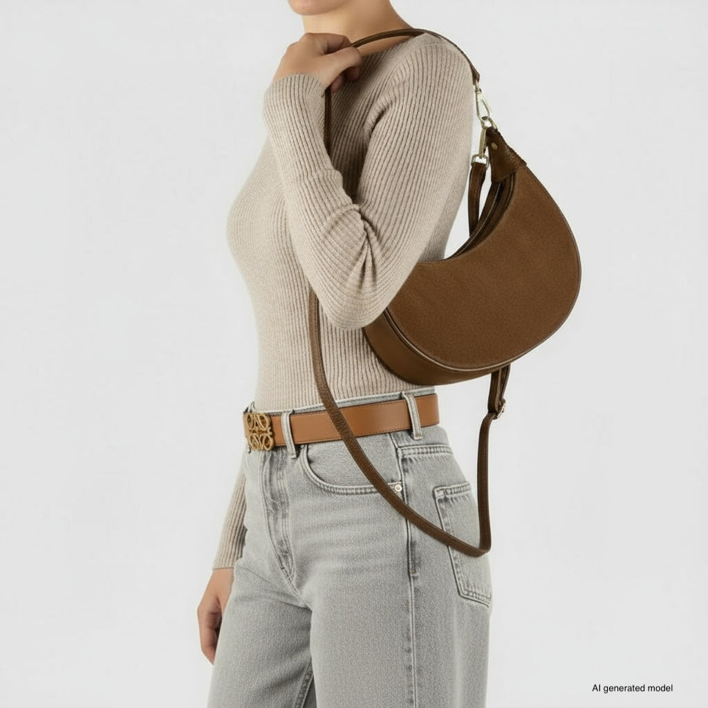 Arezzo Italian Suede & Leather Shoulder Bag
