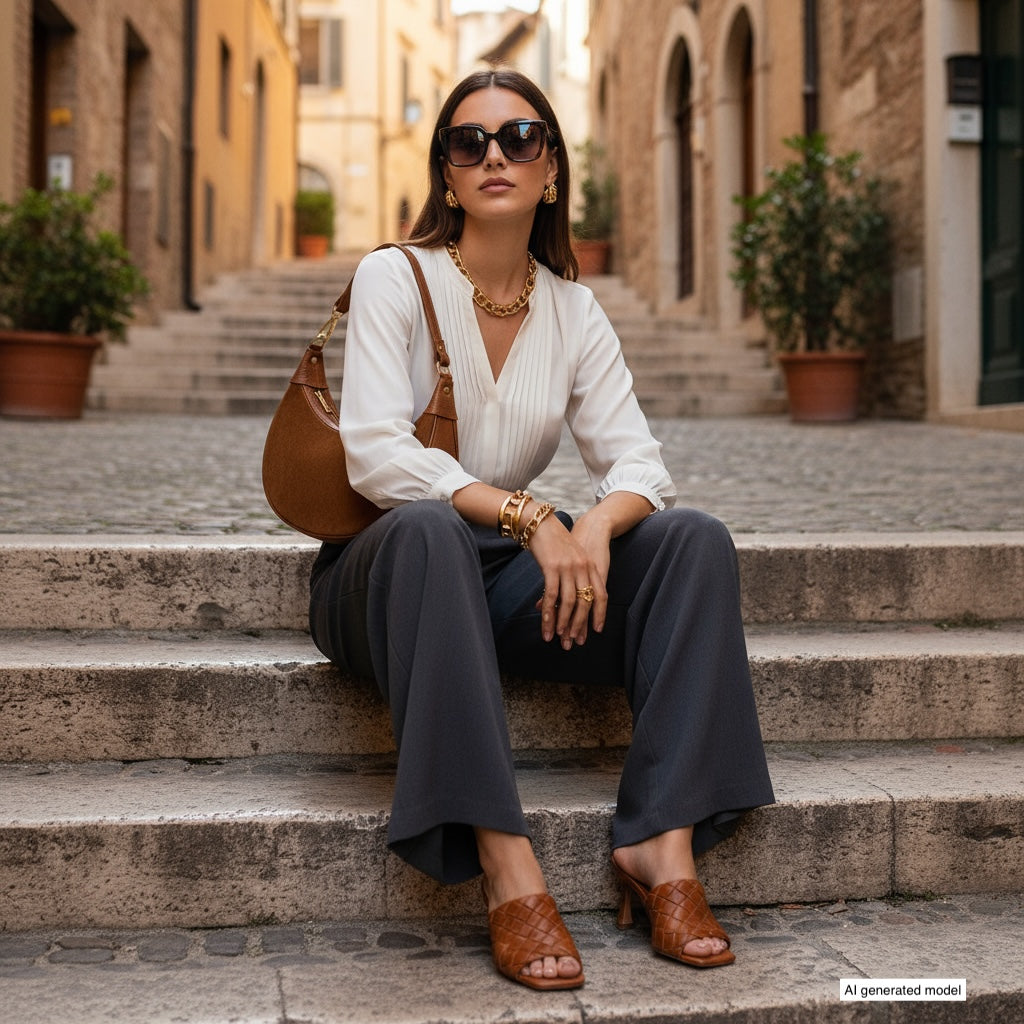 Arezzo Italian Suede & Leather Shoulder Bag