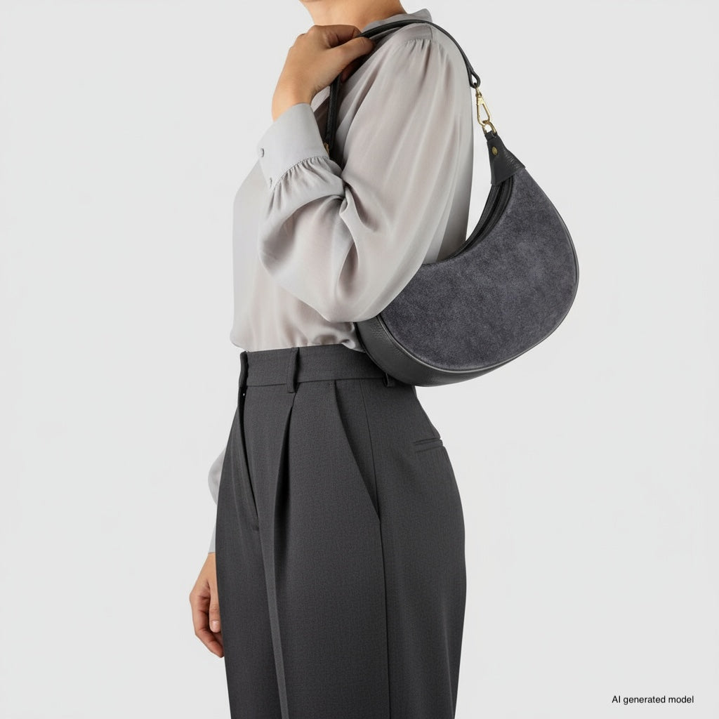 Arezzo Italian Suede & Leather Shoulder Bag