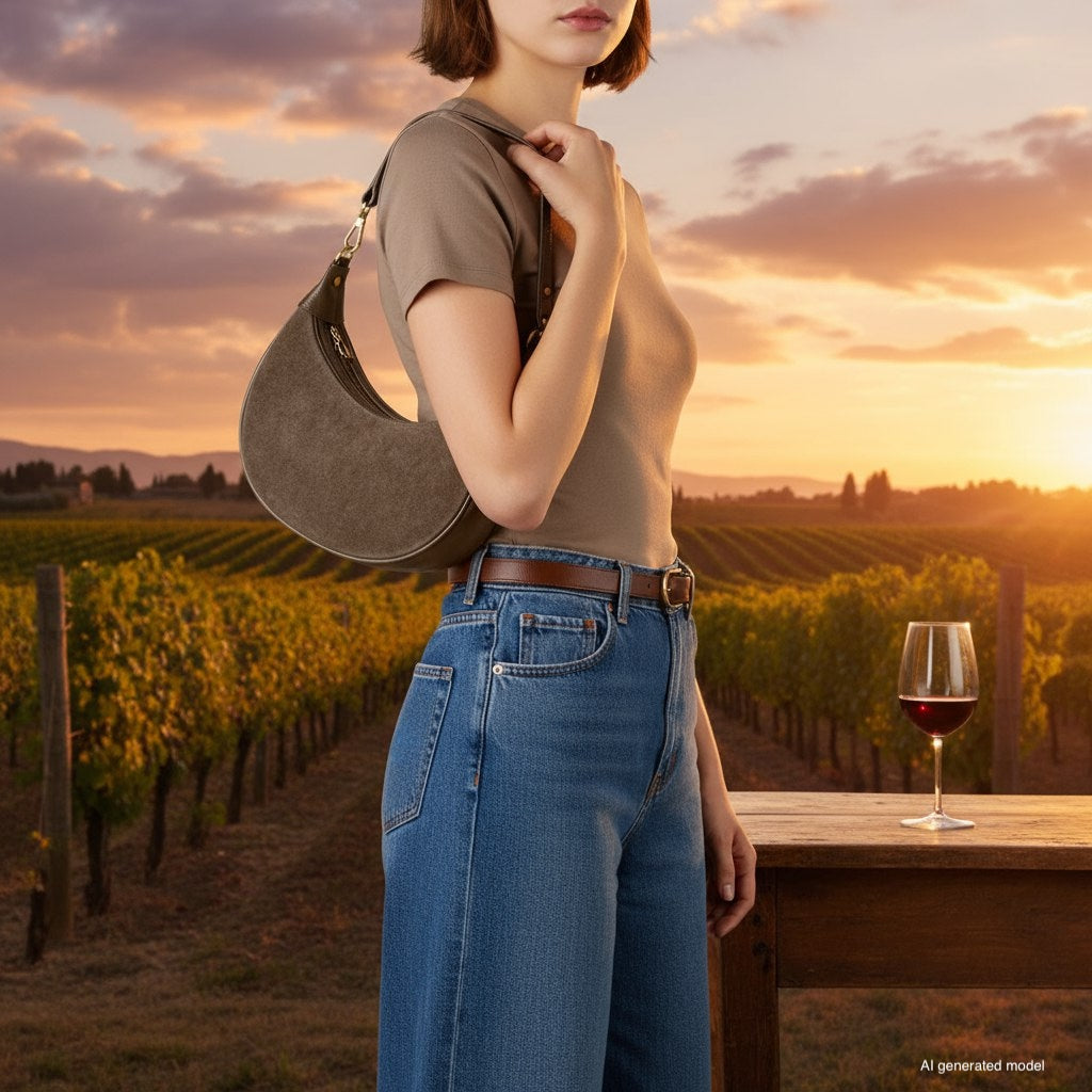 Arezzo Italian Suede & Leather Shoulder Bag