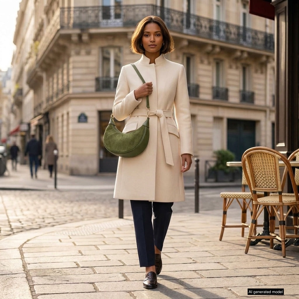Arezzo Italian Suede & Leather Shoulder Bag