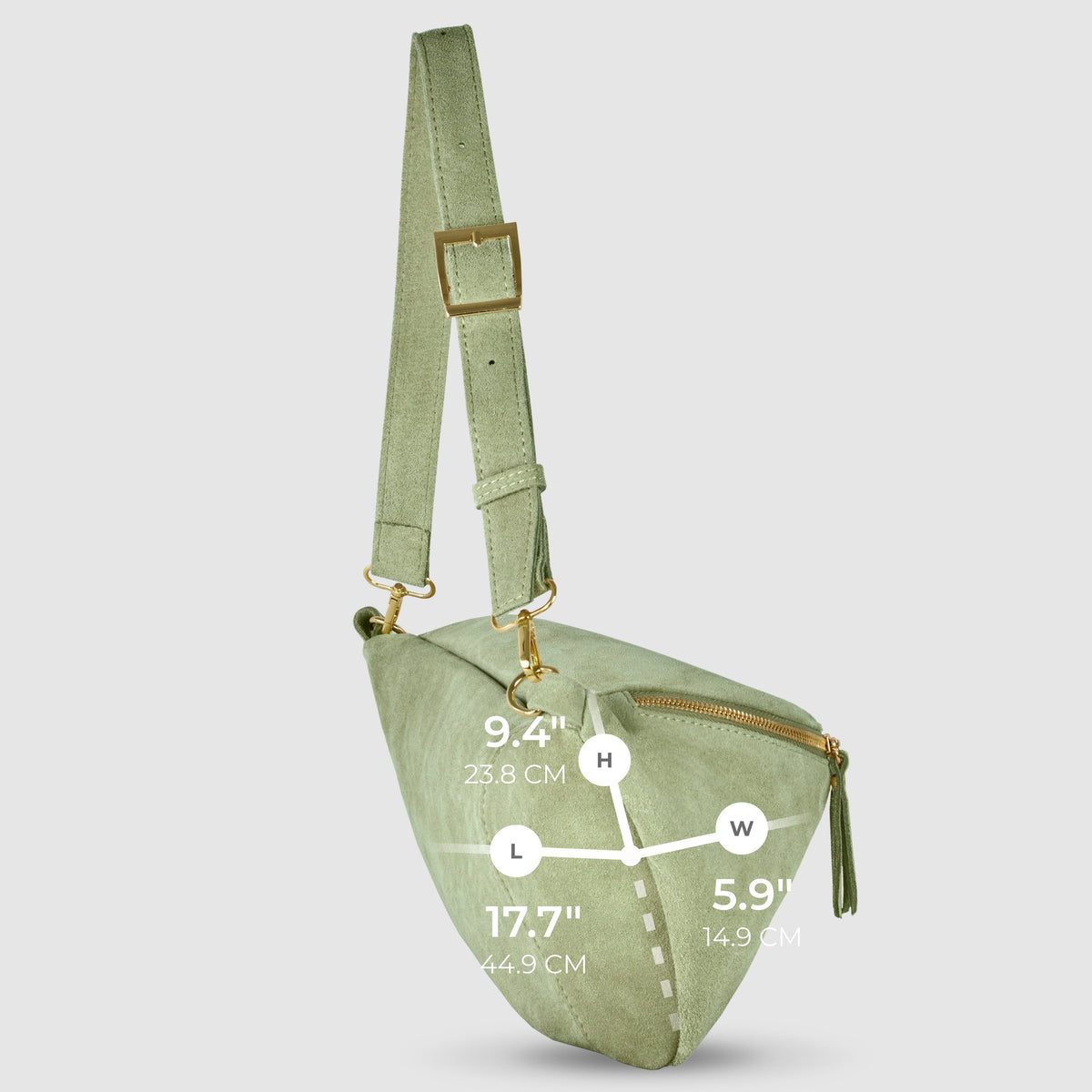 Genova Italian Suede Crescent Crossbody Bag