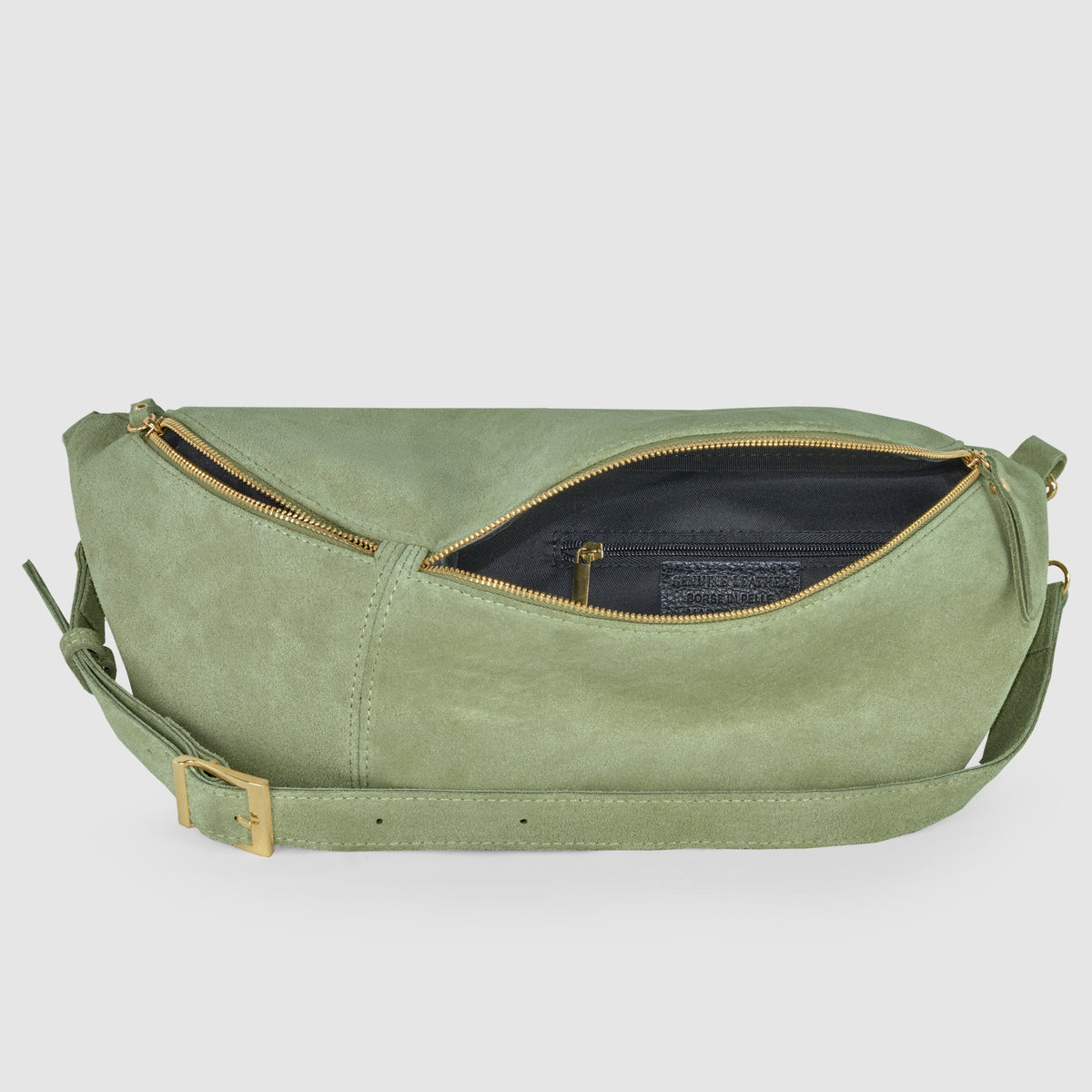 Genova Italian Suede Crescent Crossbody Bag