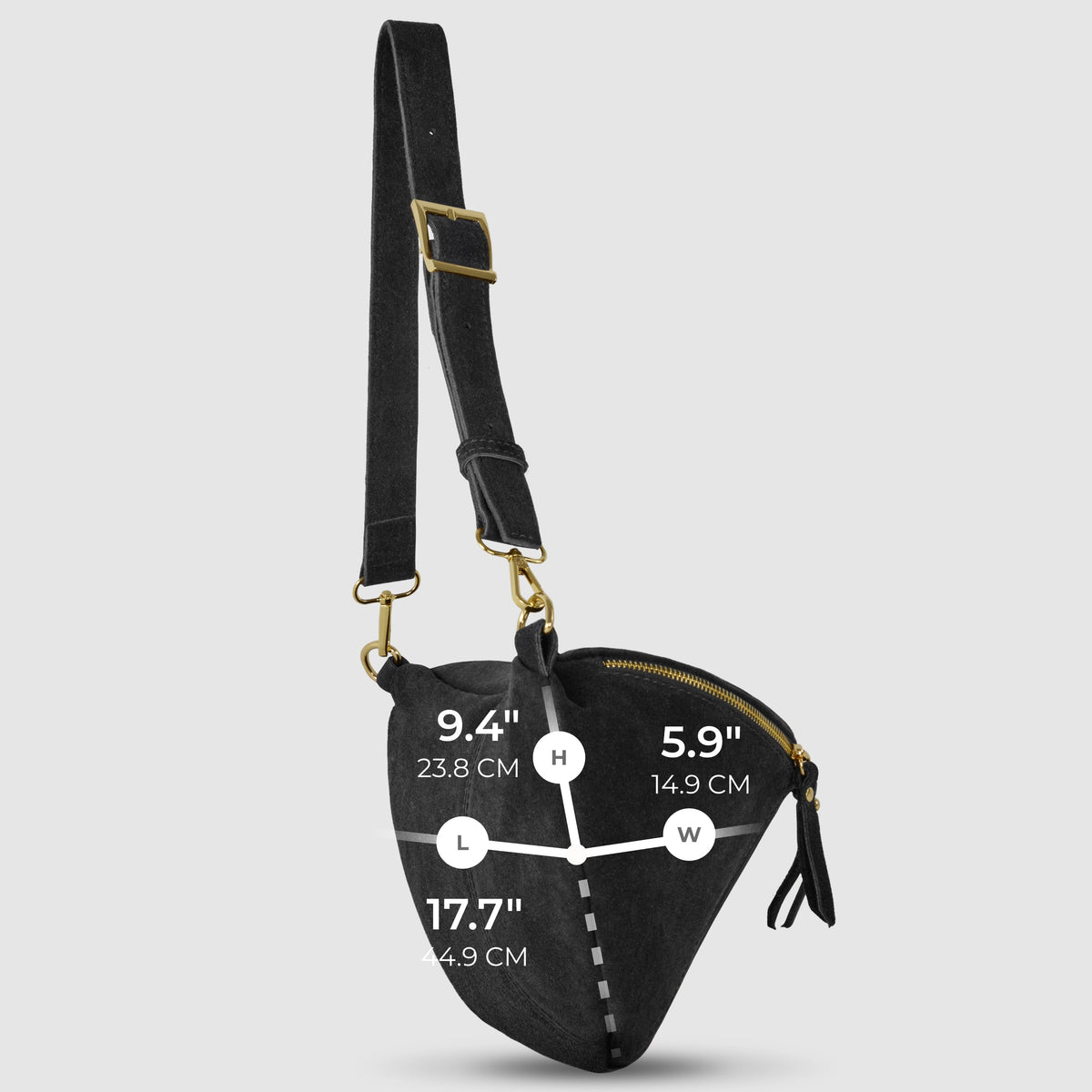 Genova Italian Suede Crescent Crossbody Bag