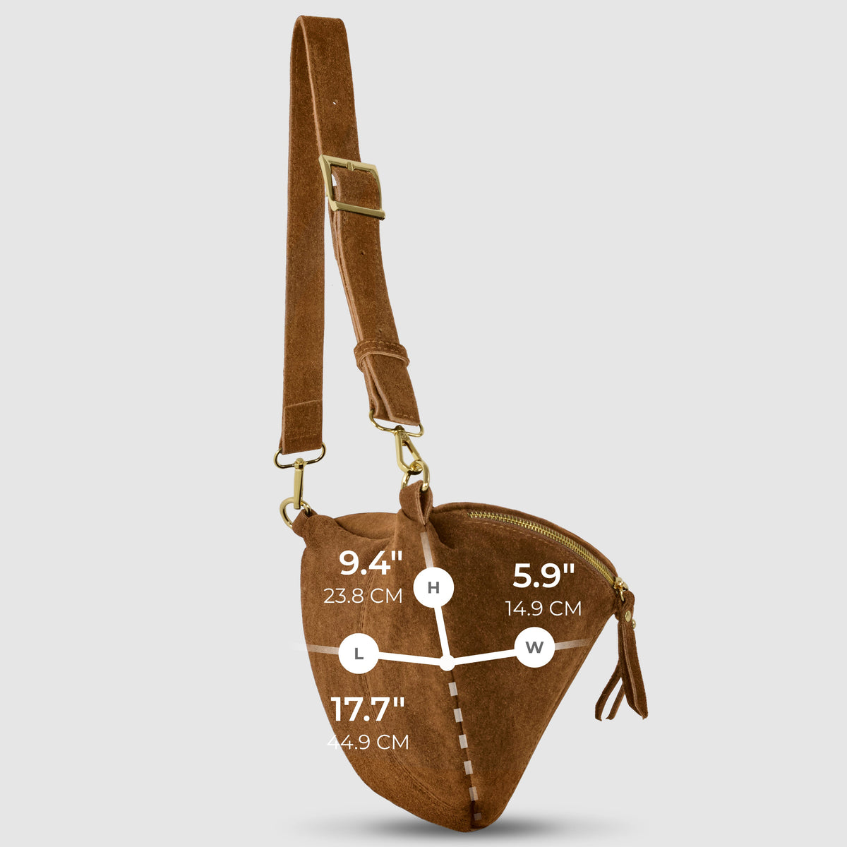 Genova Italian Suede Crescent Crossbody Bag