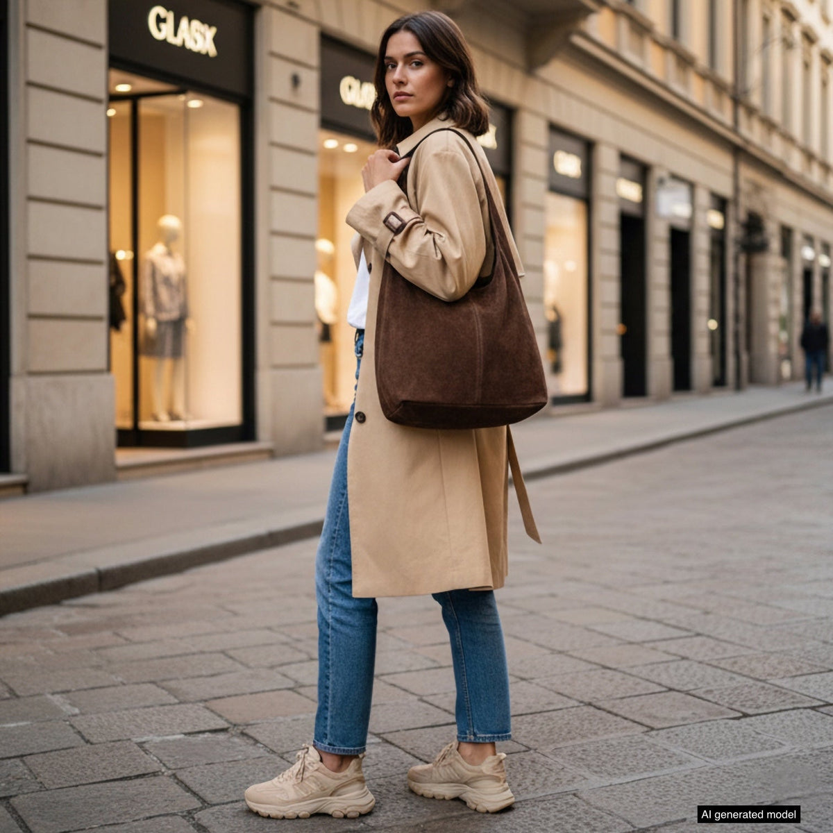 Palermo Italian Suede Hobo Shoulder Bag