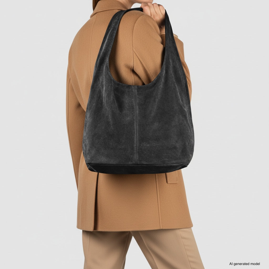 Palermo Italian Suede Hobo Shoulder Bag