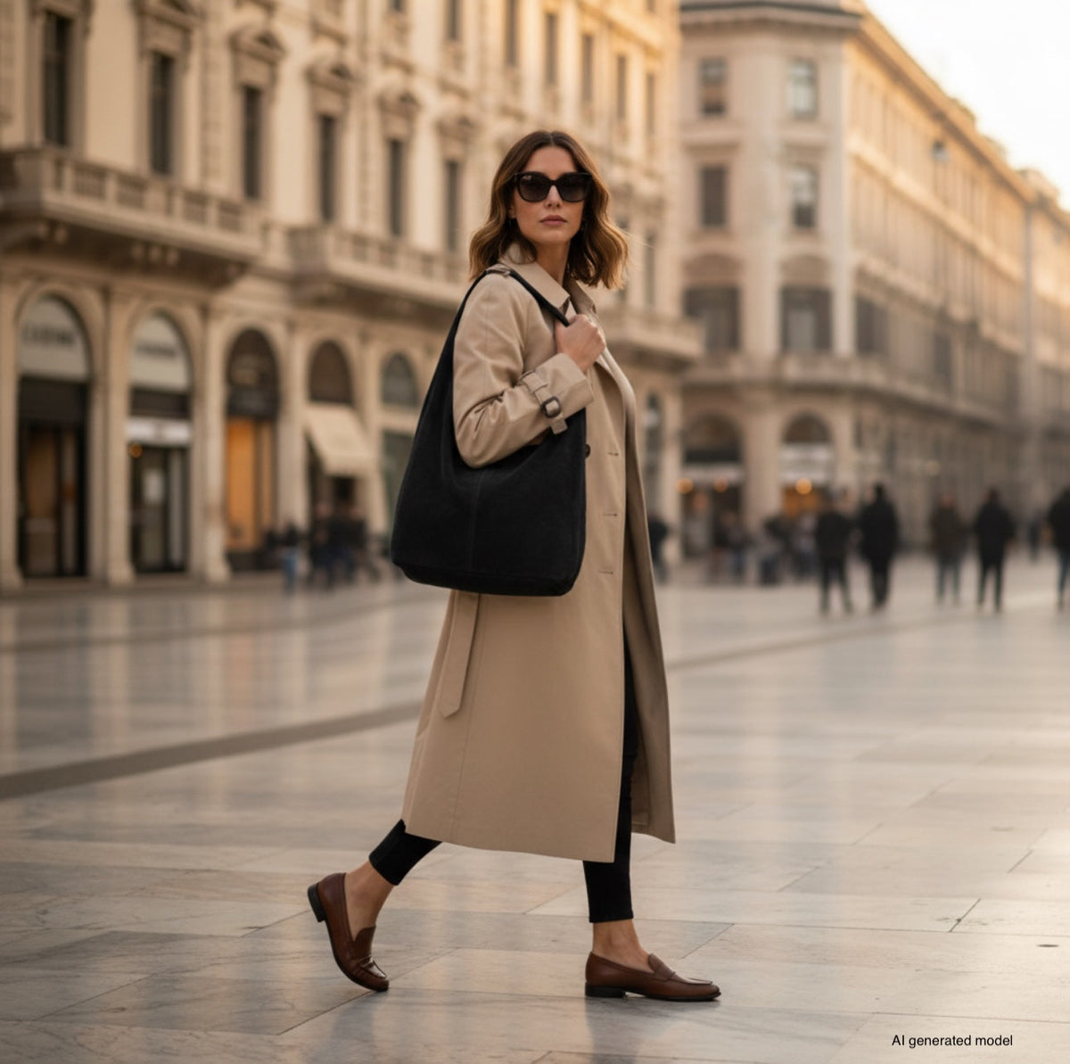 Palermo Italian Suede Hobo Shoulder Bag