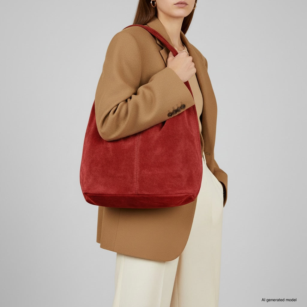 Palermo Italian Suede Hobo Shoulder Bag