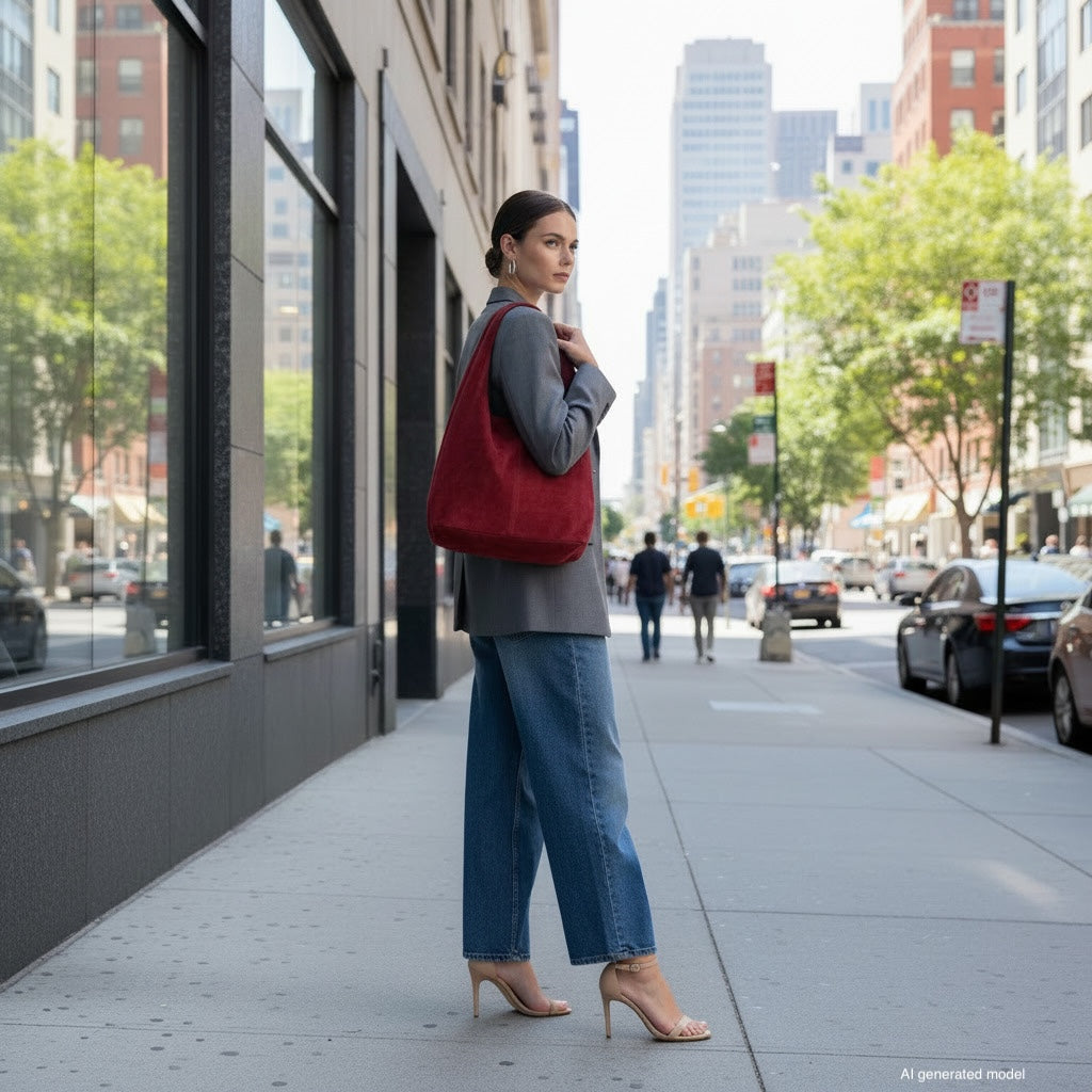 Palermo Italian Suede Hobo Shoulder Bag