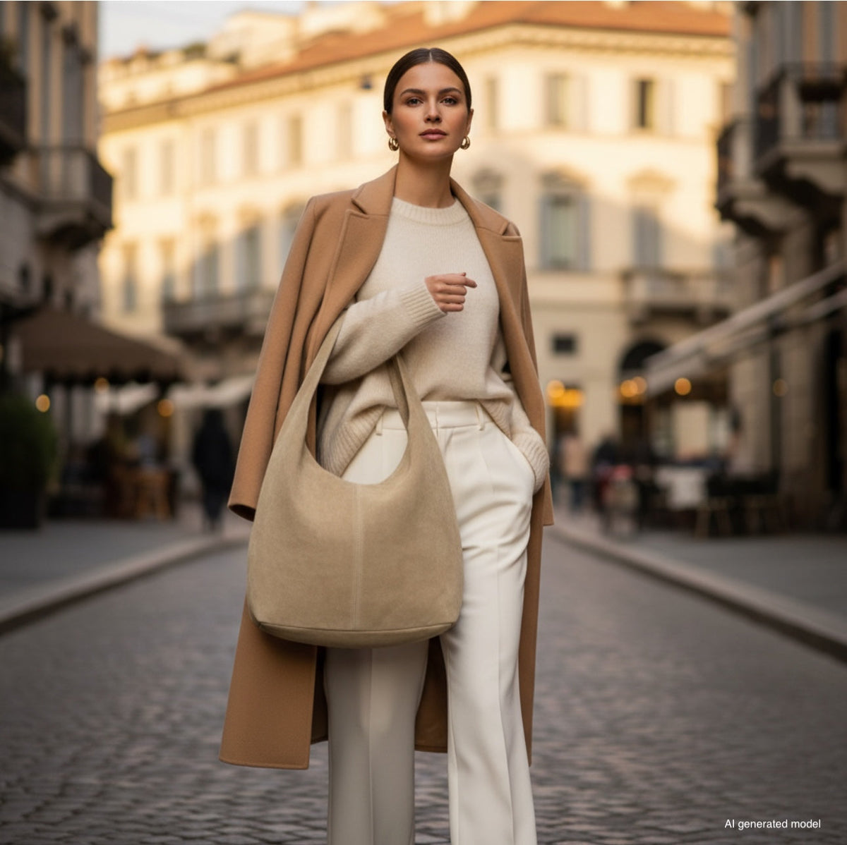 Palermo Italian Suede Hobo Shoulder Bag
