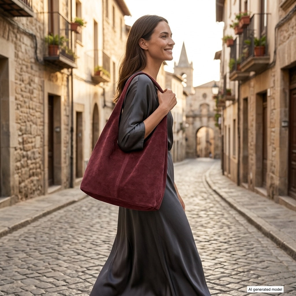 Palermo Italian Suede Hobo Shoulder Bag