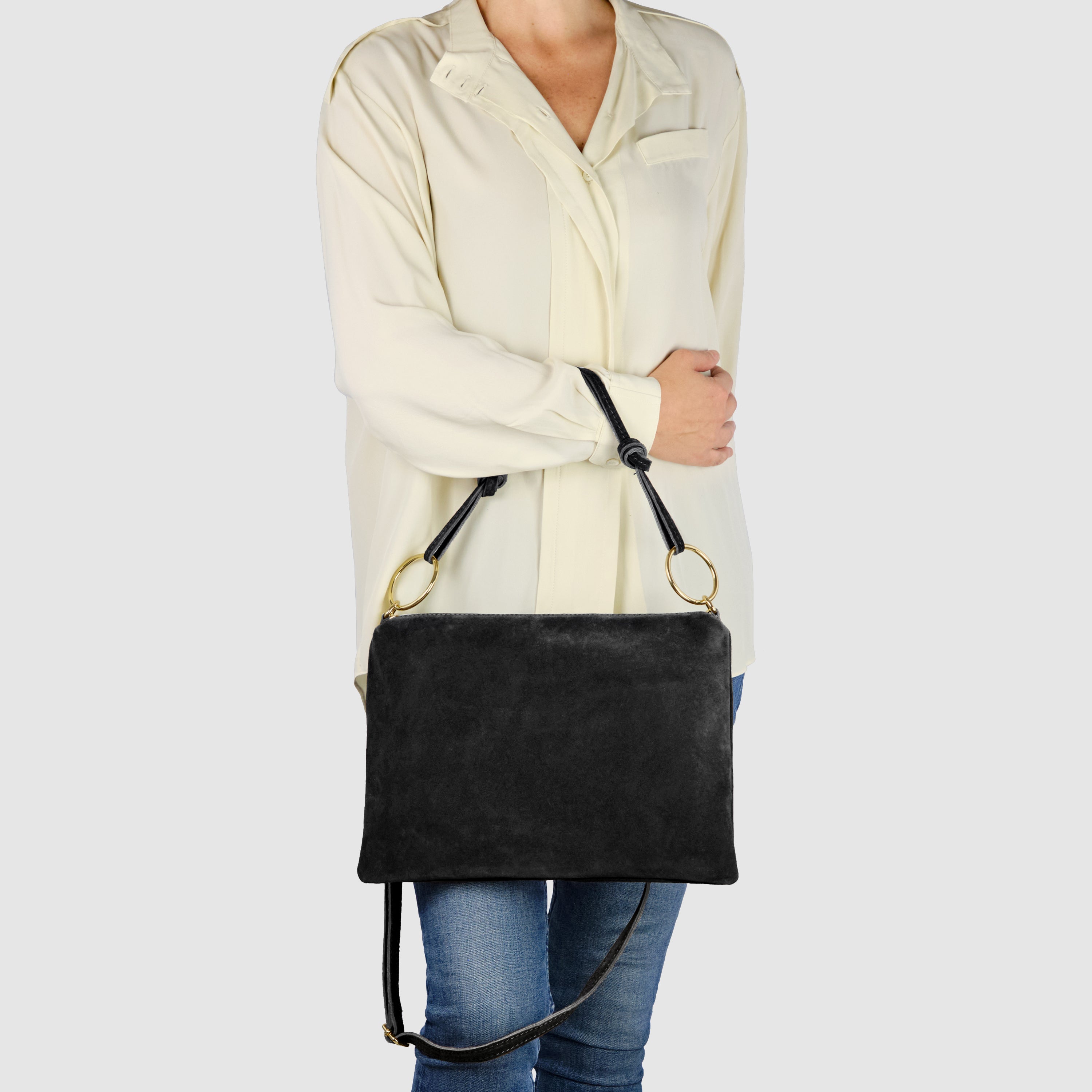 Modena Italian Suede Shoulder Bag