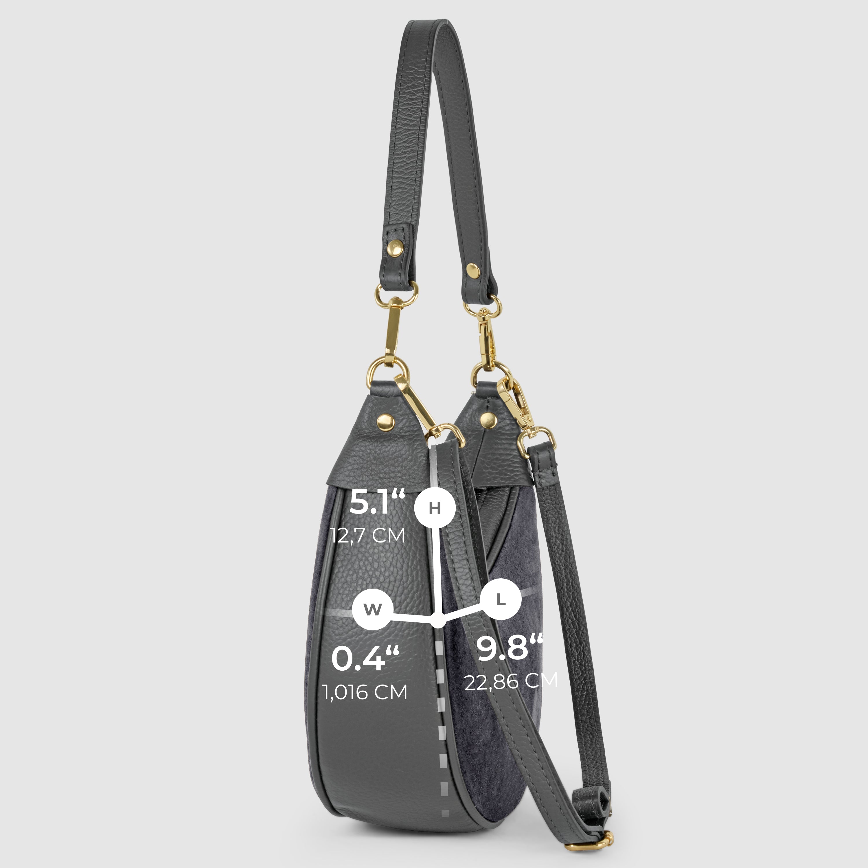 Arezzo Italian Suede & Leather Shoulder Bag