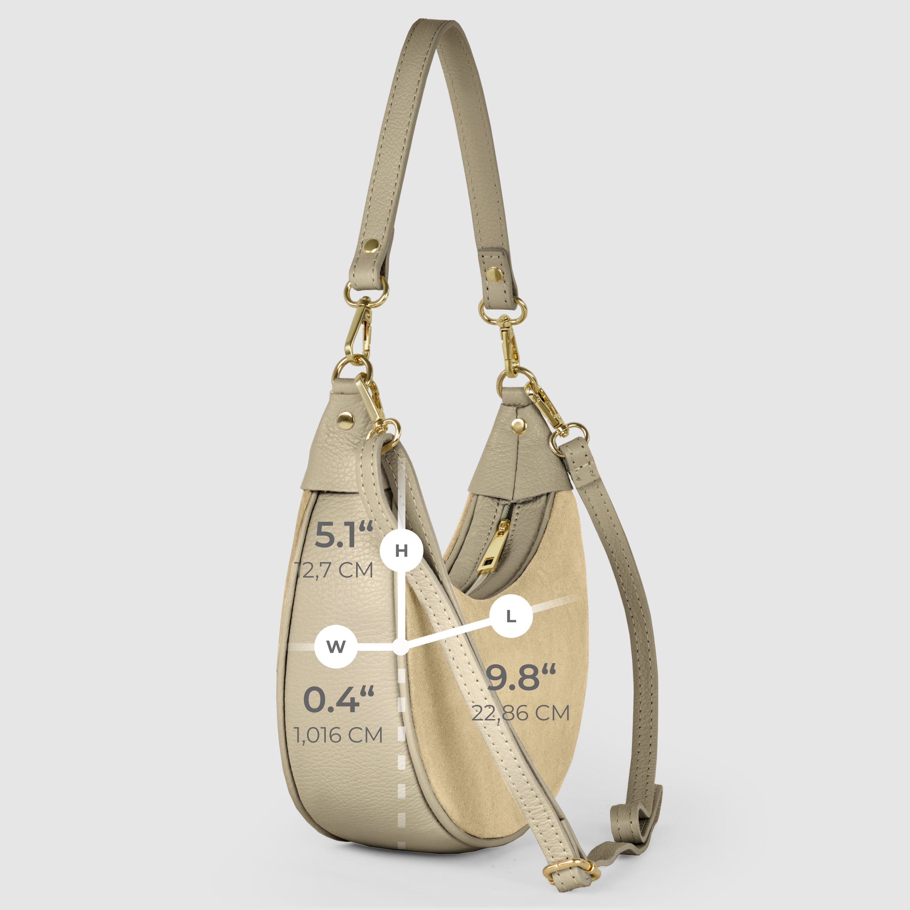 Arezzo Italian Suede & Leather Shoulder Bag